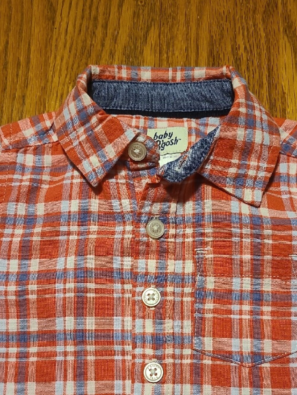 Baby B'Gosh NWT Red Plaid Button-Front Baby Bodysuit - 18 Months - Picture 3 of 8